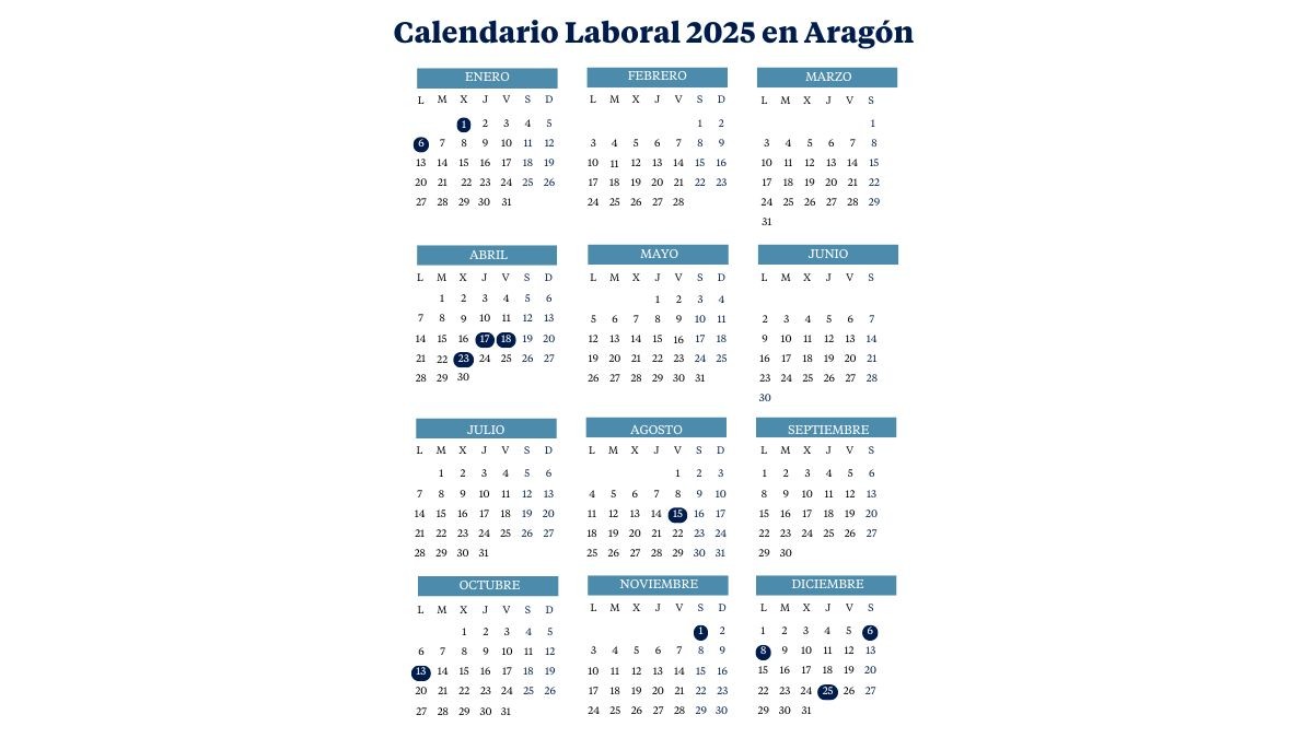 Calendario Laboral En Arag N D As Festivos