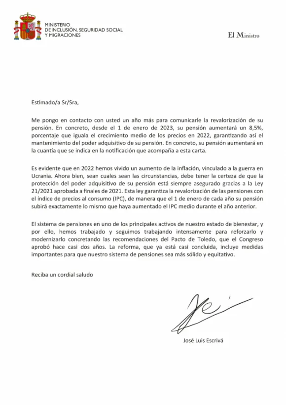 Carta ministro, Jose Luis Escrivá