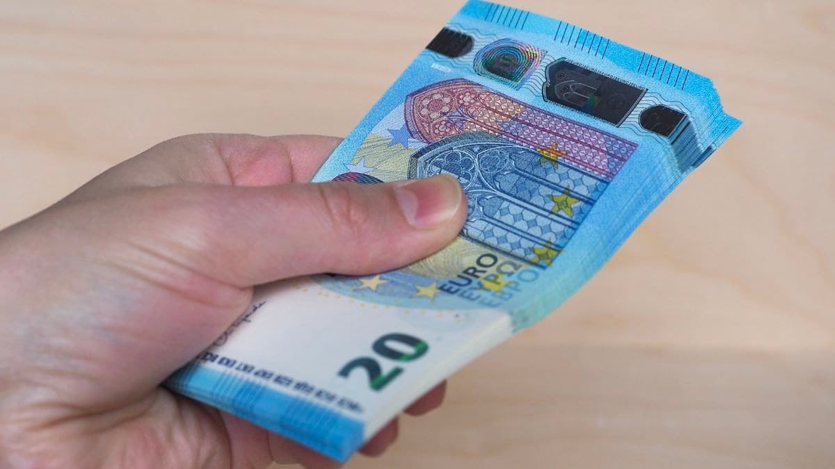 billetes de 20 euros sobre una mano