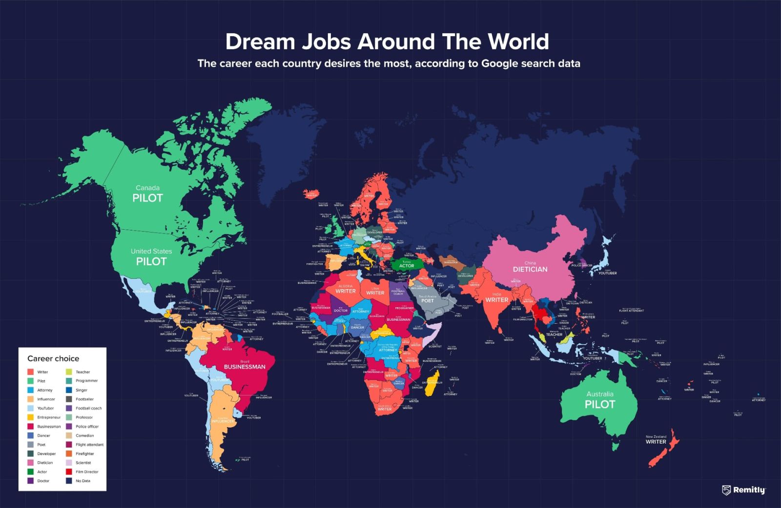 trabajo soñado según cada país