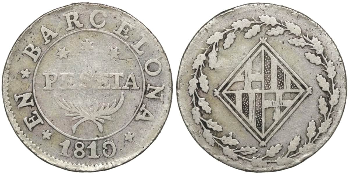 Moneda 1 peseta Barcelona 1810