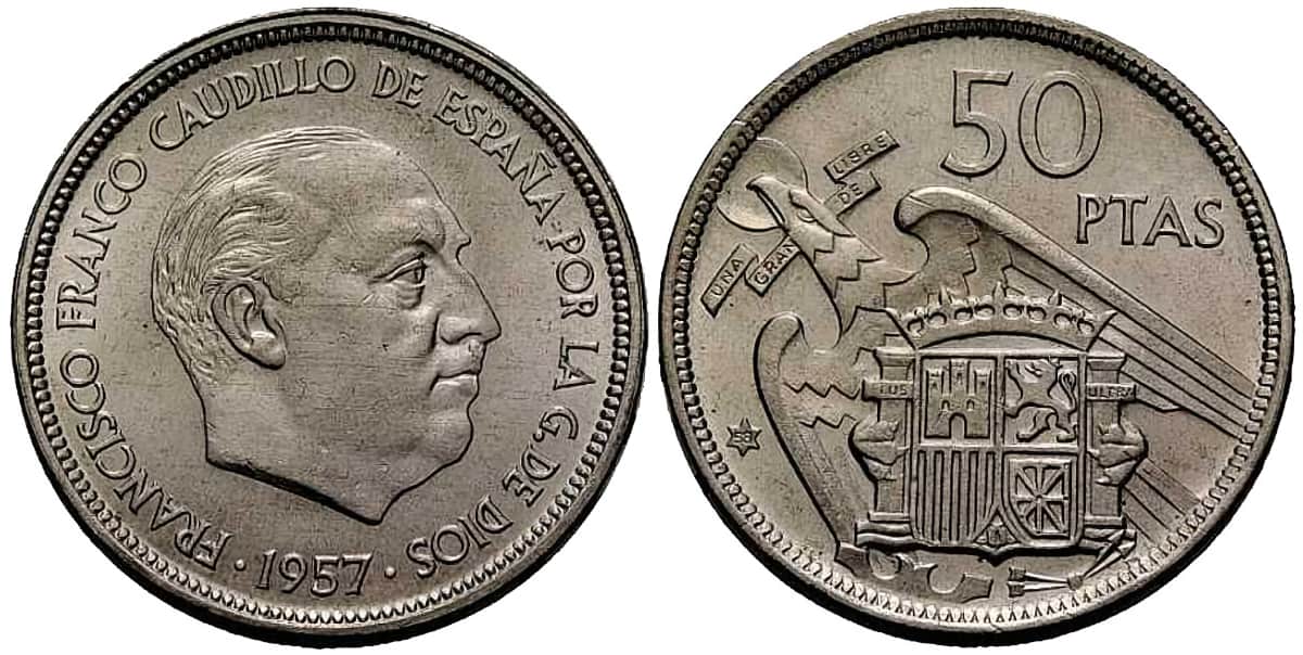 Moneda 50 pesetas Franco 1957