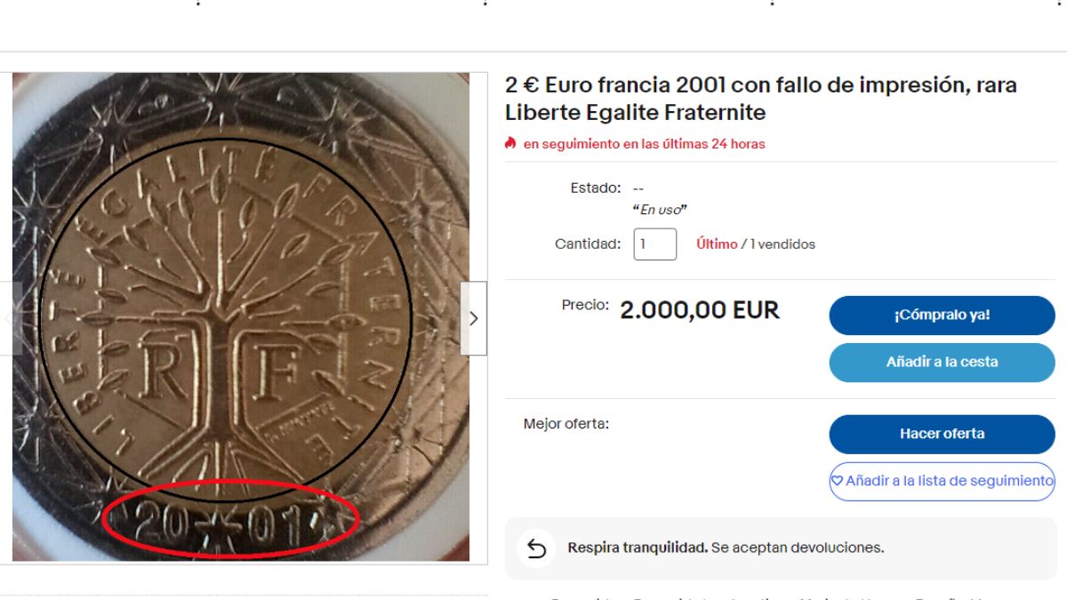 Moneda acuñada en Francia con una rareza