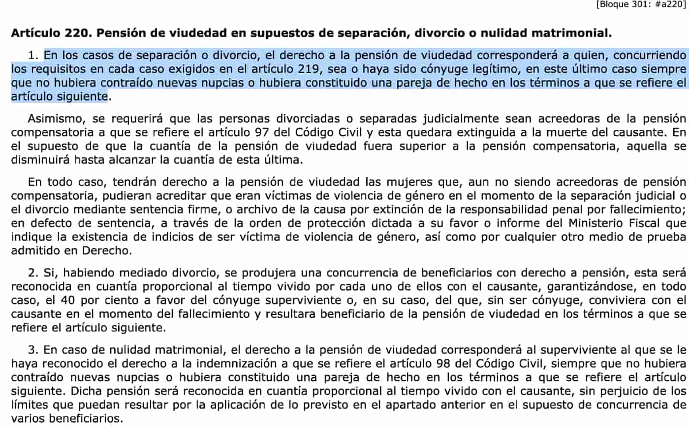 Artículo 220 de la Ley General de la Seguridad Social