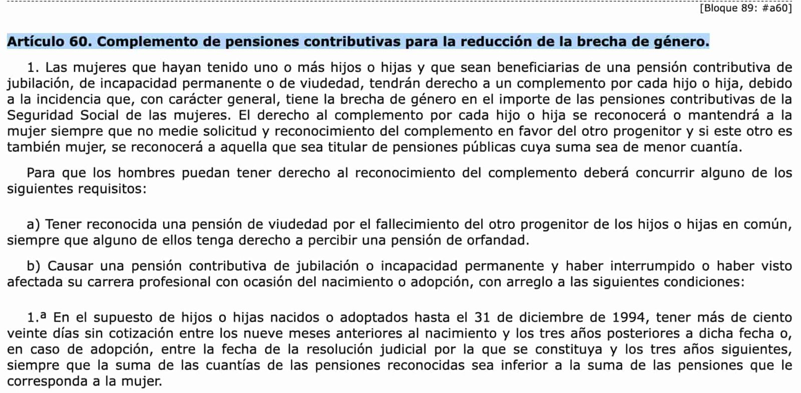 Artículo 60 de la Ley General de la Seguridad Social