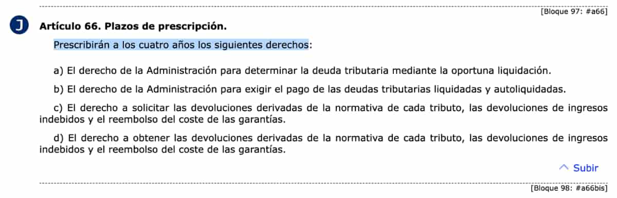 artículo 66 de la Ley 58/2003