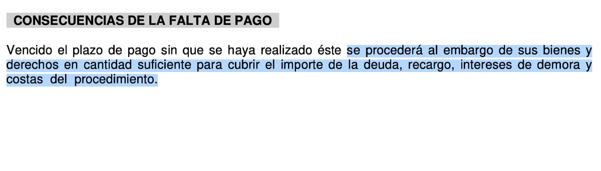 Notificación de la Agencia Tributaria embargo por no pagar la deuda