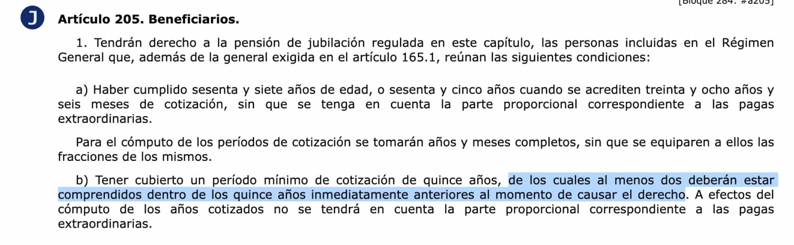 Artículo 205b de la Ley General de la Seguridad Social