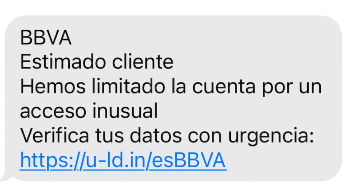 SMS estafa suplantando la identidad de BBVA