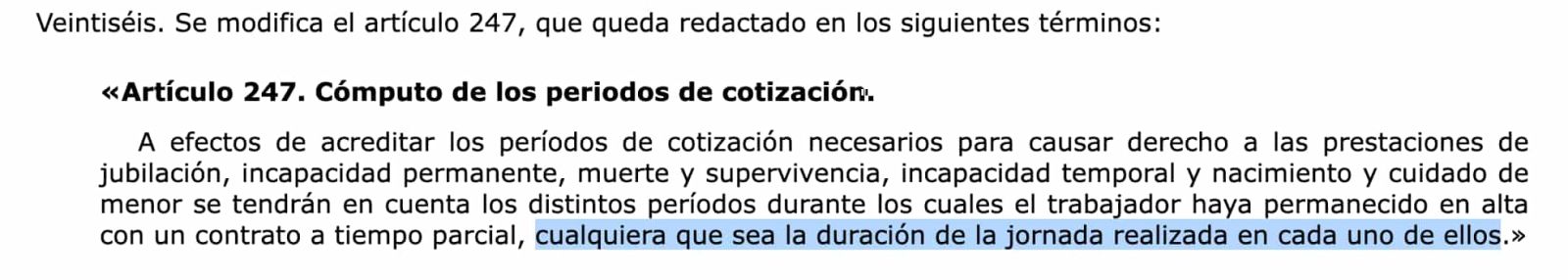 Modificación del artículo 247 de la Ley General de la Seguridad Social