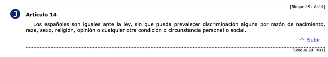 artículo 14 de la Constitución Española