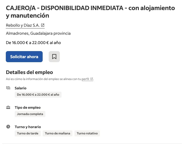 Oferta de empleo con alojamiento y manutención en Guadalajara