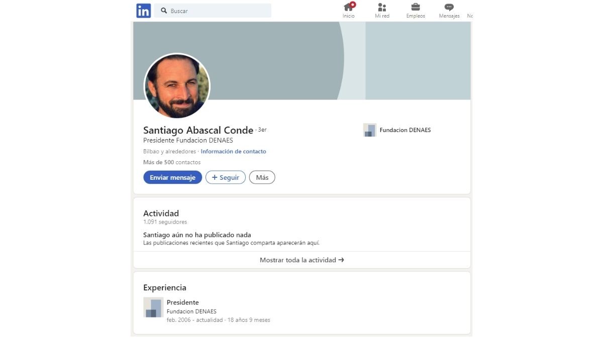 Linkedin de Santiago Abascal