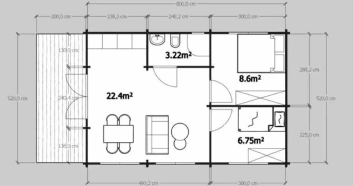 Distribución casa prefabricada Fortuna