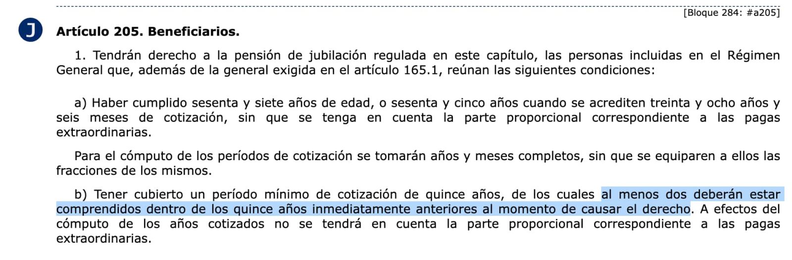 Requisito de carencia específica para acceder a la pensión contributiva de jubilación