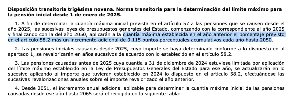 Disposición transitoria trigésima novena de la Ley General de la Seguridad Social