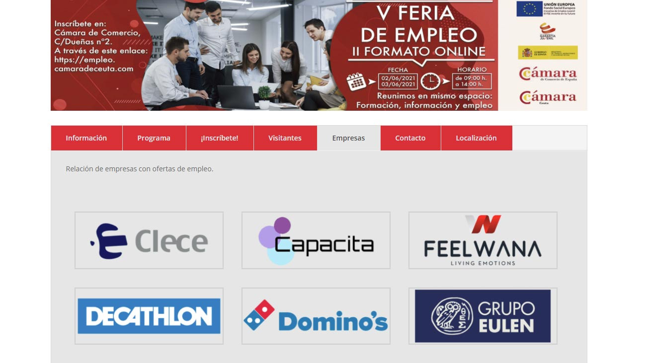 feria de empleo Ceuta pagina web