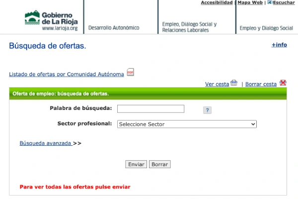 ofertas de empleo en La Rioja  a través de su portal de web de empleo