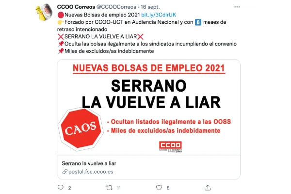 CCOO Correos anuncia irregularidades Bolsas Empleo 2021
