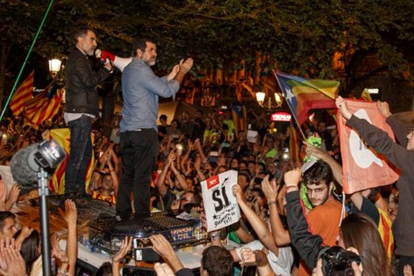 Manifestaciones de Jordi Sànchez y Jordi Cuixart