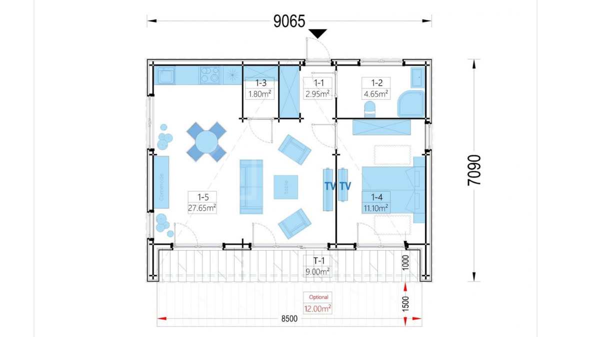 Distribución casa prefabricada