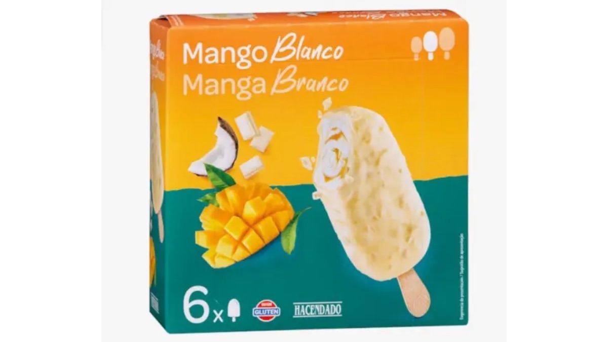 Helado bombón mango blanco Mercadona