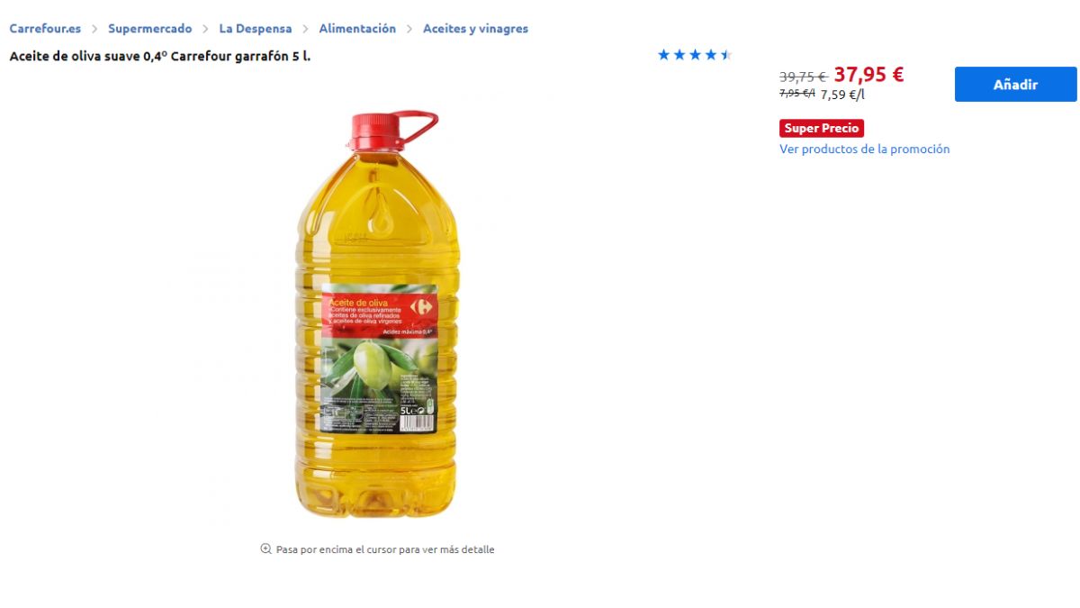 Uno de los aceites de oliva que entran en la promoción de Carrefour