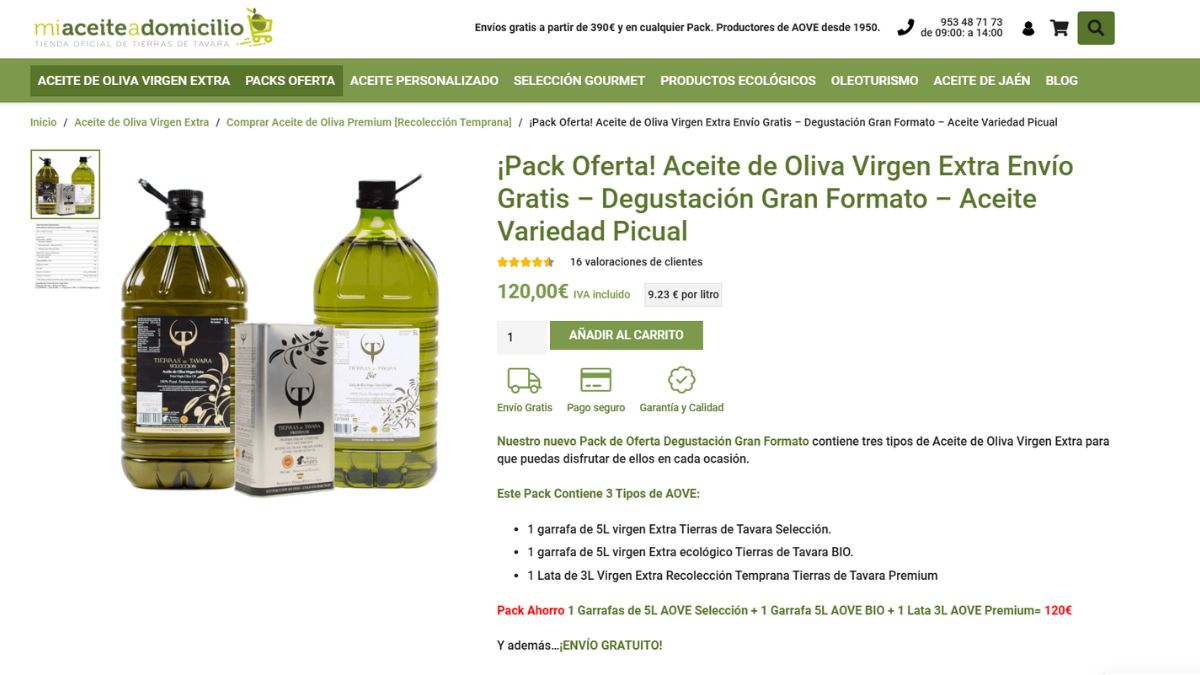 aceite de oliva virgen extra tierra de tavara