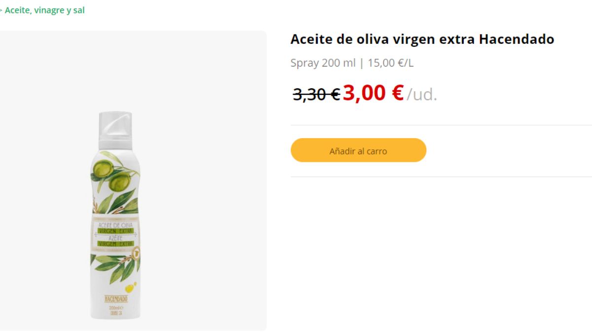 Aceite de oliva en oferta con formato spray.