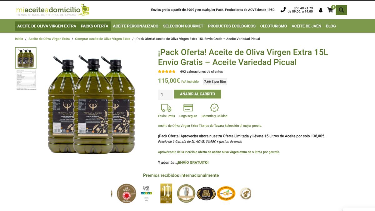 aceite de oliva virgen extra en promoción