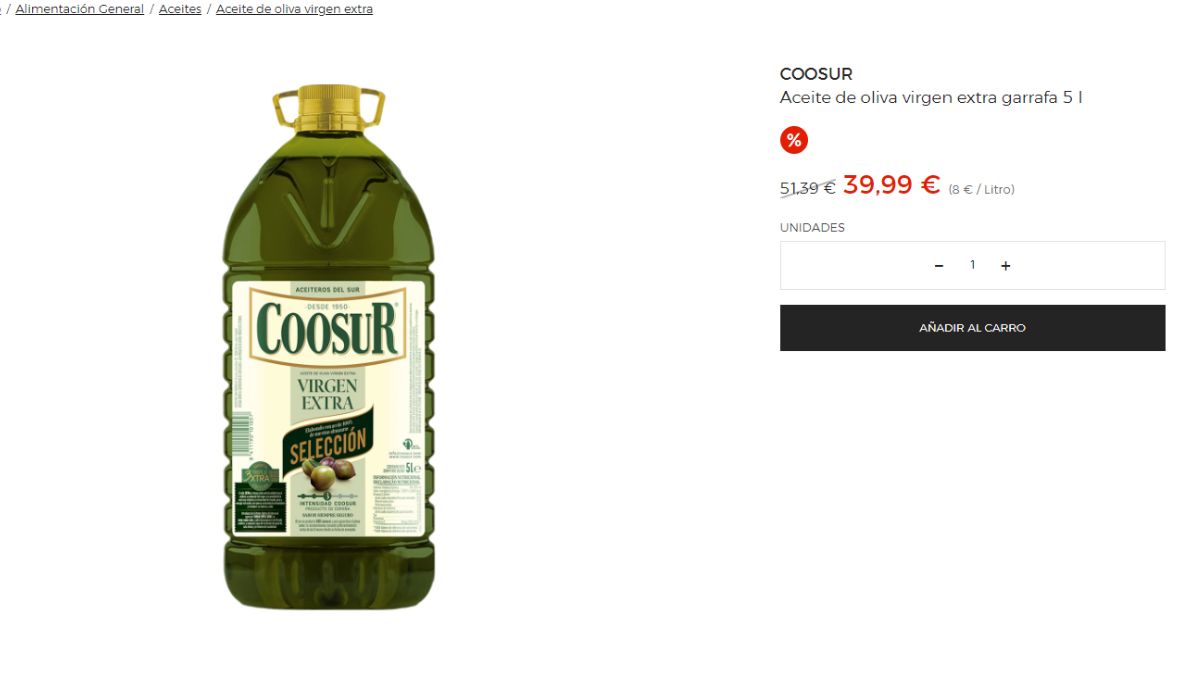 Imagen de la oferta de la botella de Coosur.