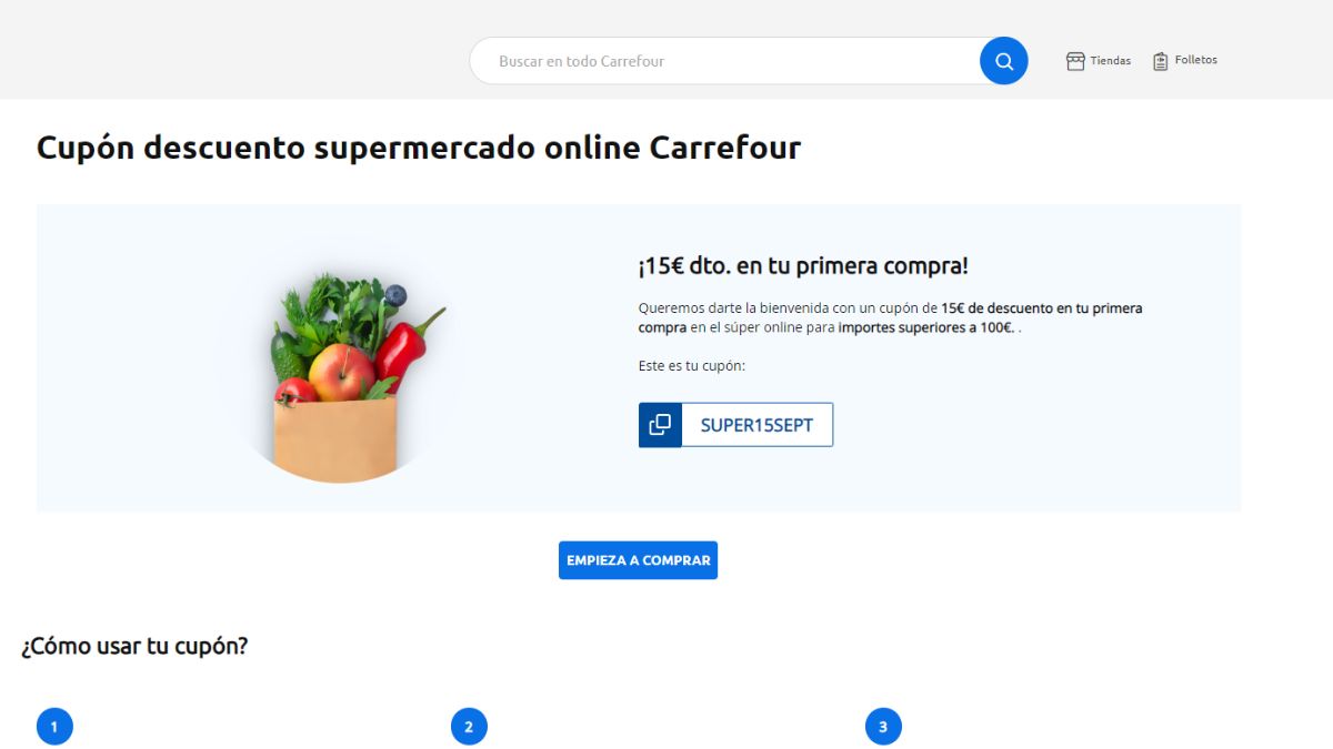 Cupón descuento del 15%.