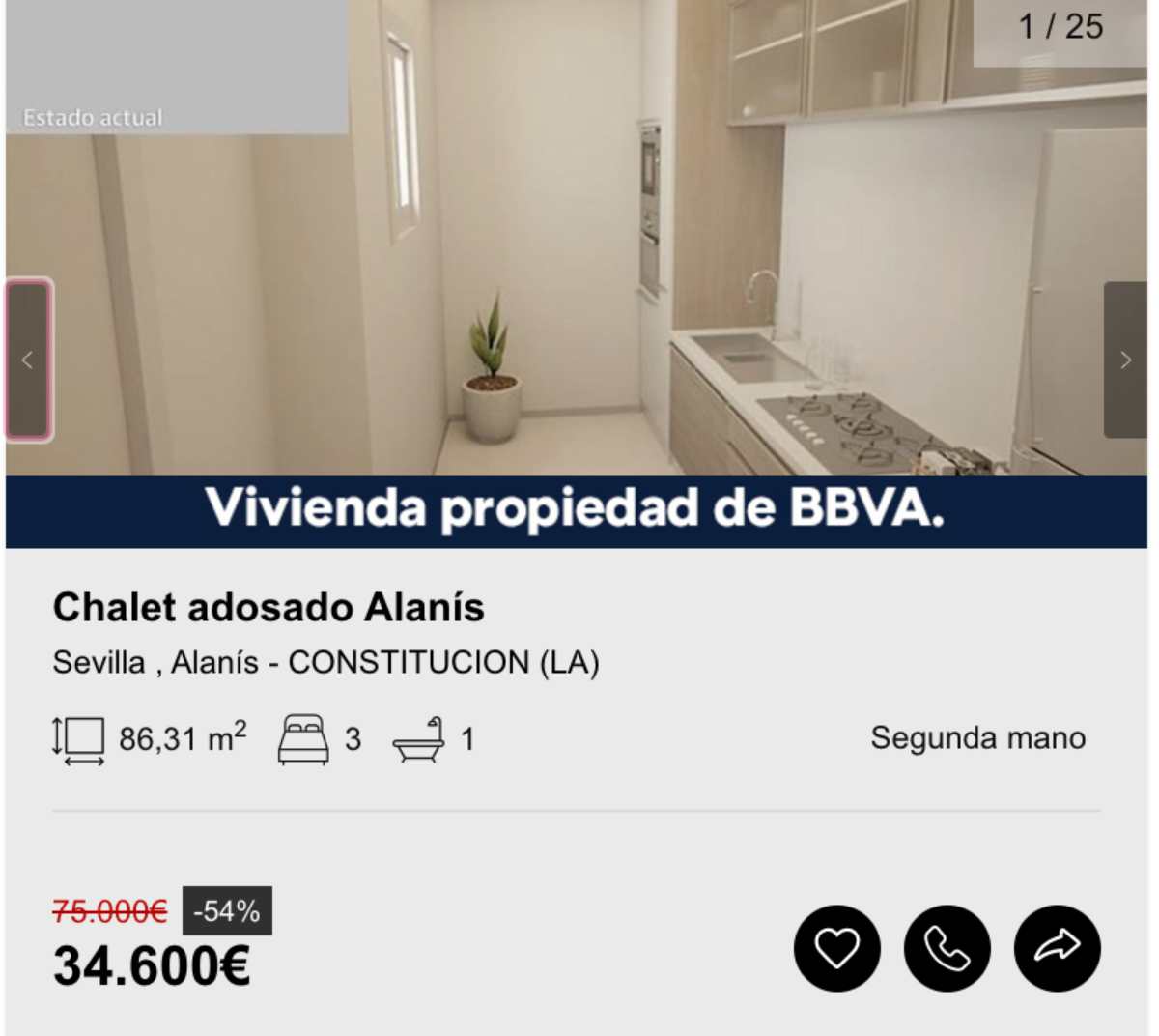 Chalet adosado en venta en Alanís por un precio de 34.600 euros 