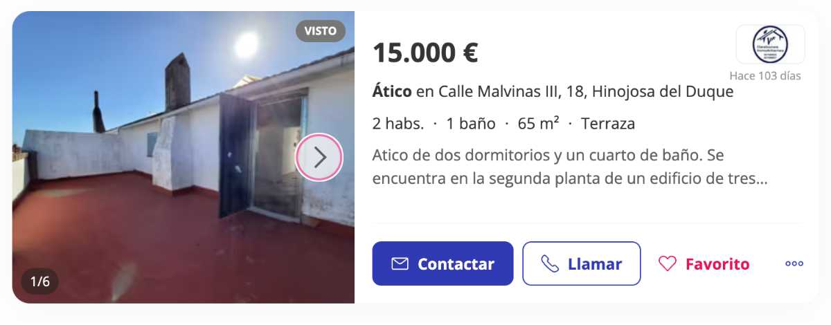 Ático en venta en Hinojosa del Duque (Córdoba) por un precio de 15.000 euros 