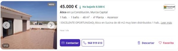 Ático en venta en Sucina por 45.000 euros 