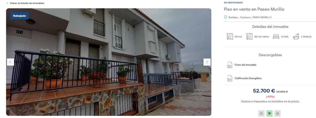Casa adosada en venta en Castuera (Badajoz) por un precio de 52.700 euros 