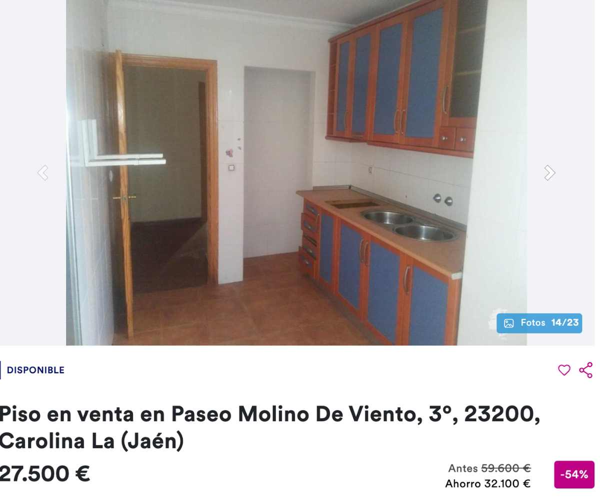 Piso en venta en La Carolina (Jaén) por un precio de 27.500 euros 