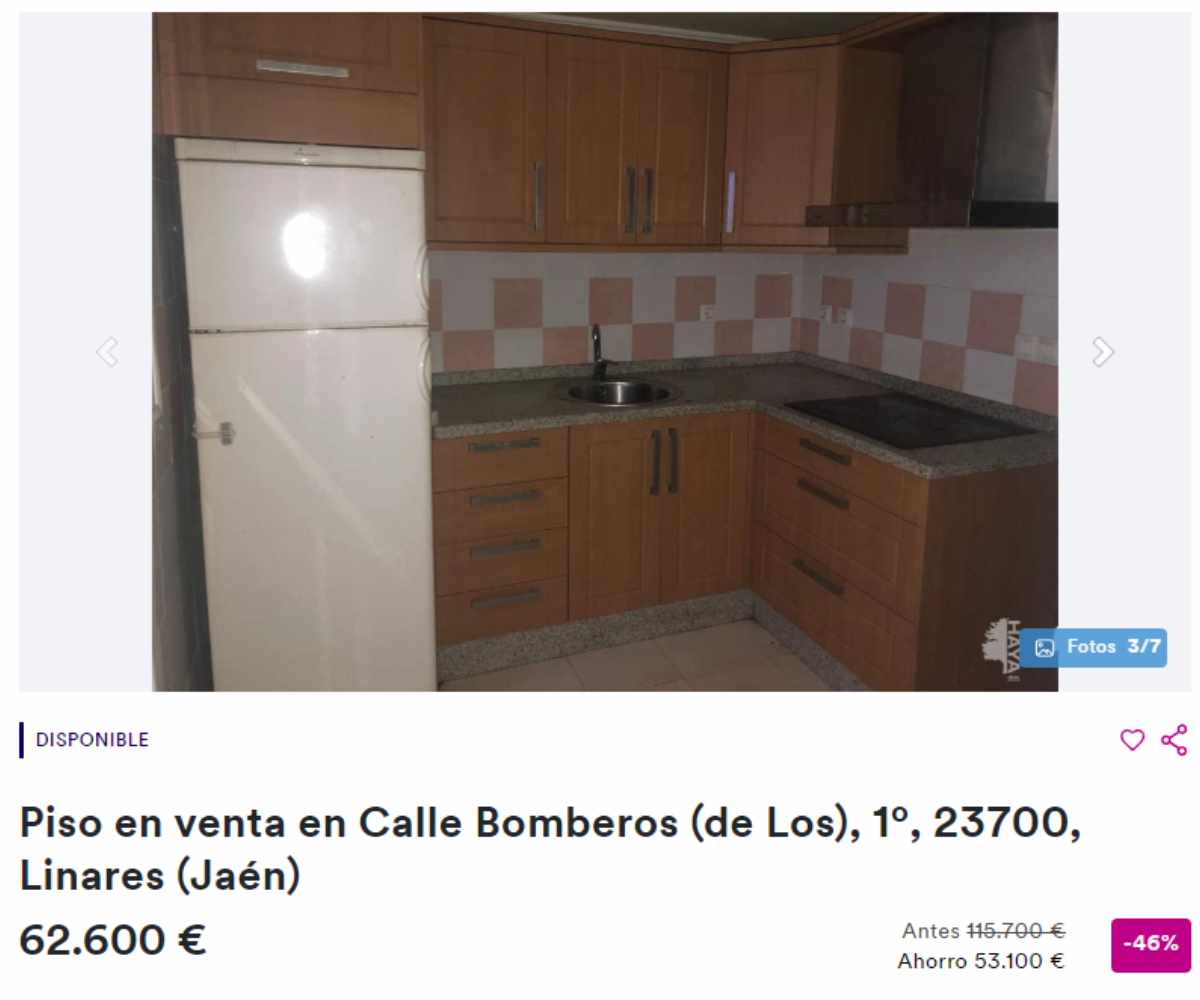 Piso en venta en Linares (Jaén) por un precio de 62.600 euros 