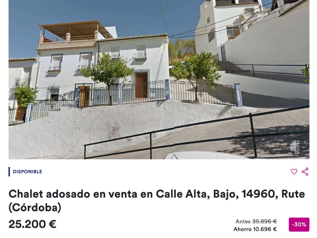 chalet a la venta de caixabank en Rute