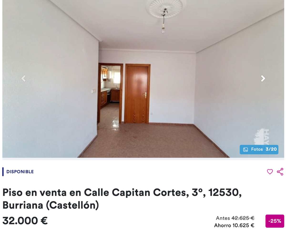 Piso en venta en Burriana (Castellón) por un precio de 32.000 euros 