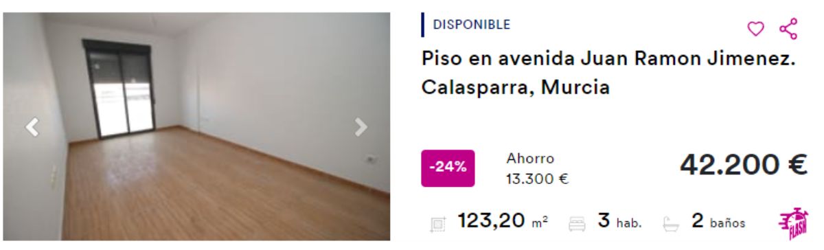 Piso en venta en Calasparra por un precio de 42.200 euros 