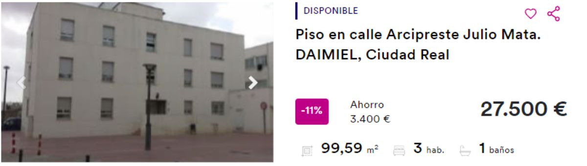 Piso en venta en Daimiel por un precio de 27.500 euros