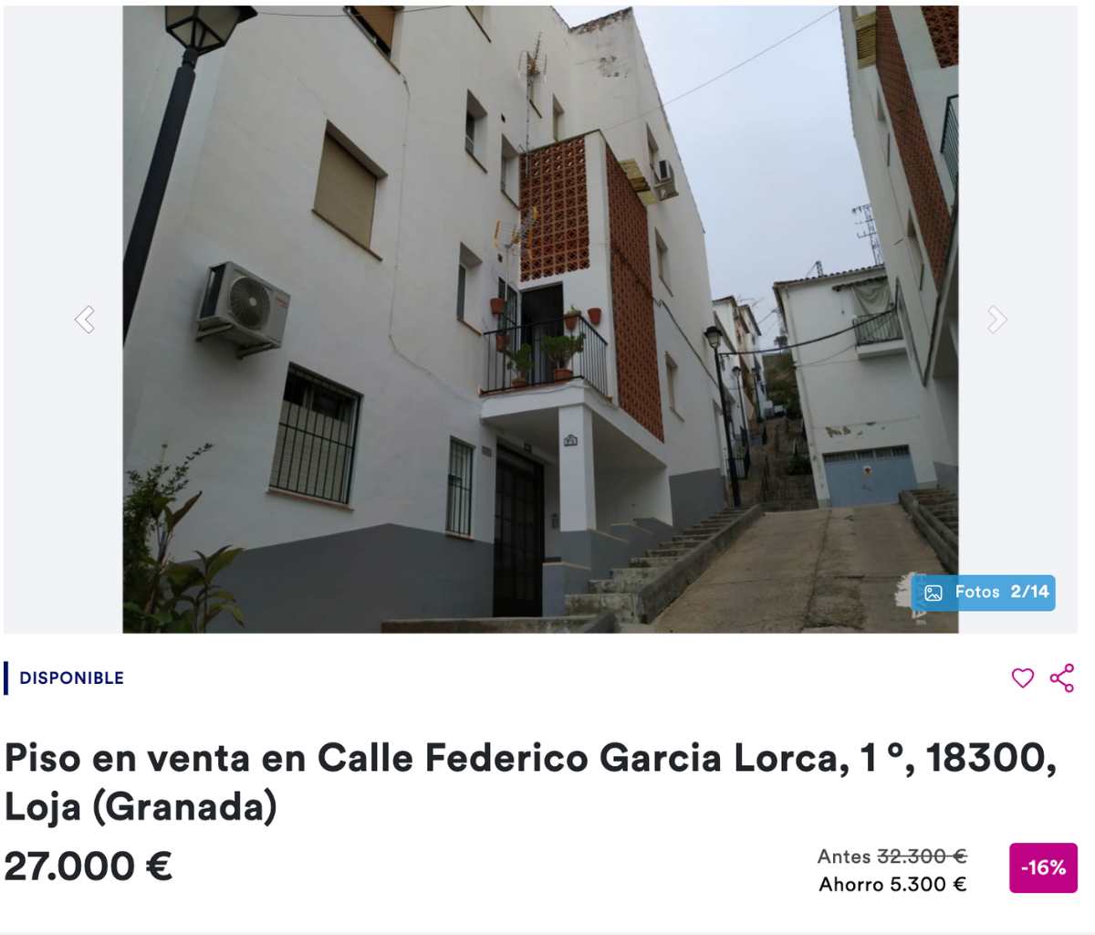 Piso en venta en Loja (Granada) por un precio de 27.000 euros