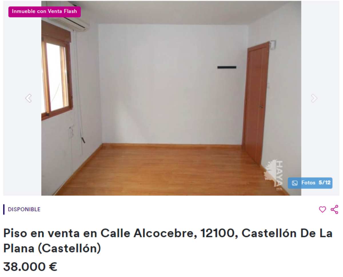 Piso en venta en Castellón de la Plana por un precio de 38.000 euros 