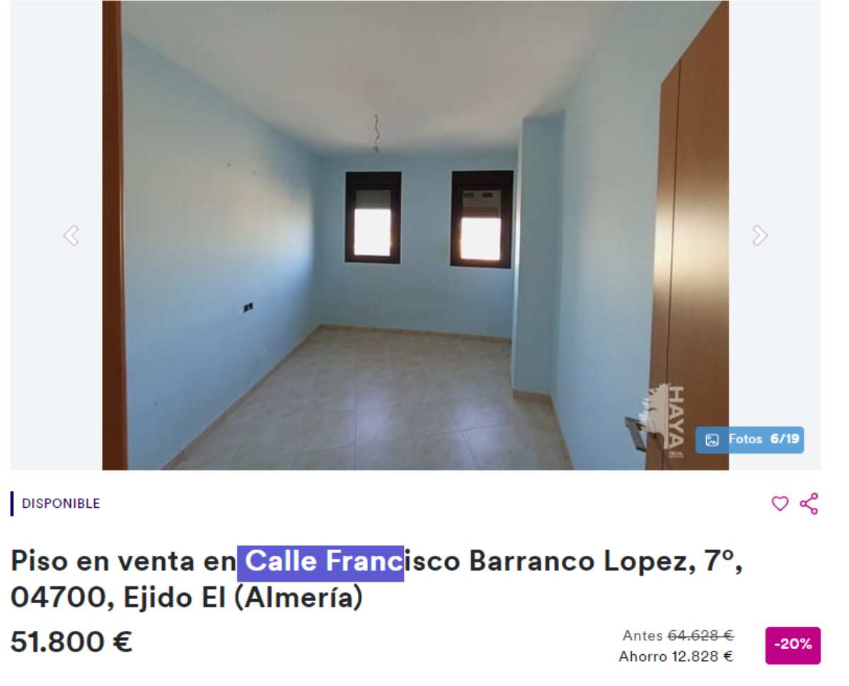 Piso en venta en El Ejido (Almería) por un precio de 51.800 euros 