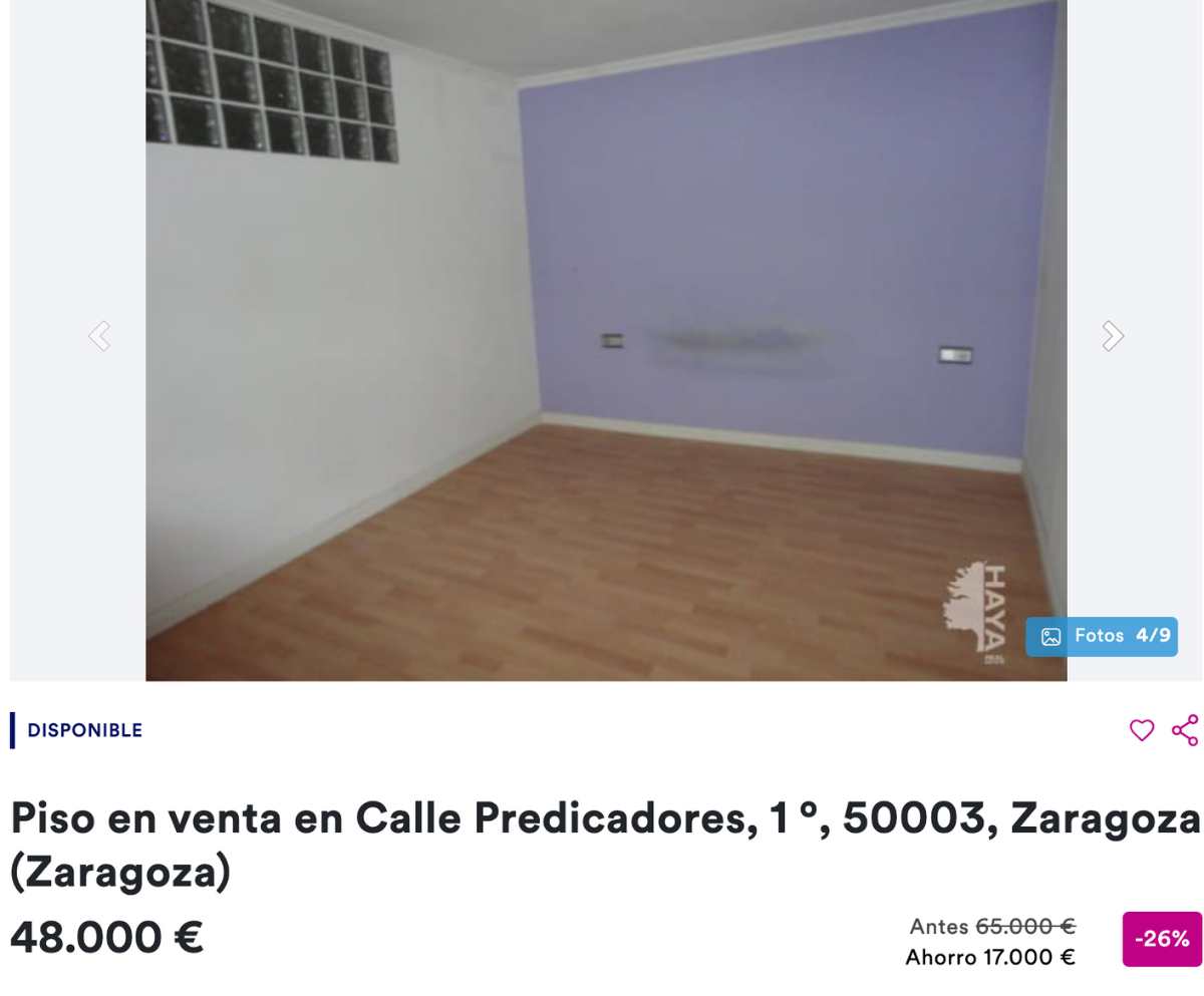 Piso en venta en Zaragoza por un precio de 48.000 euros