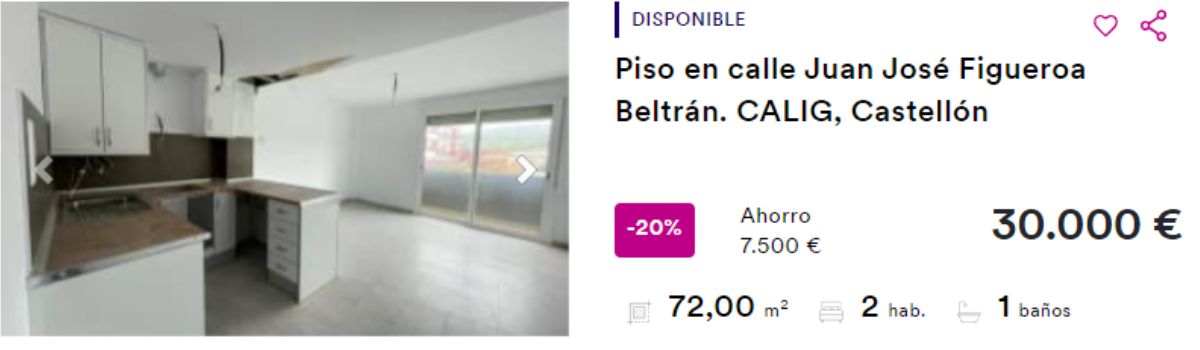 Piso en venta en Calig (Castellón) por un precio de 30.000 euros 