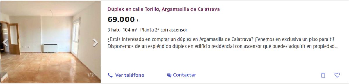 Dúplex en venta en Argamasilla de Calatrava (Ciudad Real), por un precio de 69.000 euros