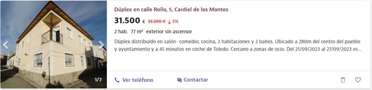 Dúplex en venta en Cardiel de los Montes por un precio de 31.500 euros 