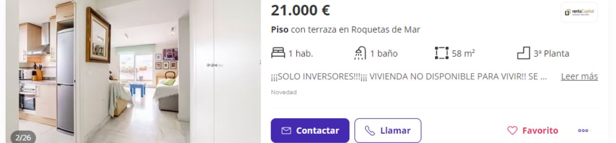 Piso en venta en Roquetas de Mar por un precio de 21.000 euros 